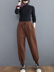 Loose Solid Color Fleece Harem Pants