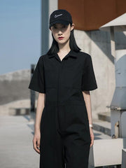 Cyberpunk Black Loose Print Jumpsuits