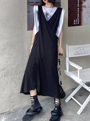 Summer Loose Solid Straight Vest Dress