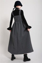 Women Pleated Loose Solid Color Casual Dress