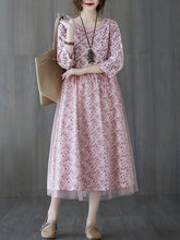 Women Floral Mesh Stitching Dress