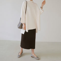 Two-Piece Loose Knit Sweater With Comfortable Knitted Skirt