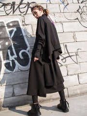 Black Solid Sweatshirt&Skirt Suits