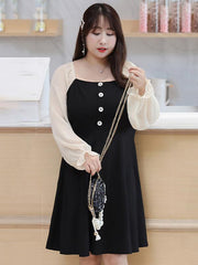 Elegant Plum A-line Long Sleeve Dress