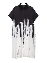 Casual Flower Print Lapel Shirt Dress