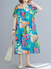 Loose Floral V Neck Dress