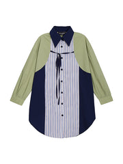 Lapel Stripe Color Matching Irregular Casual Shirts