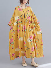 Round Neck Print Loose Midi Dress