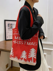 Chrismas Printed Knitted Shoulder Bag