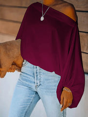 Simple Loose 3 Colors Solid Color Puff Sleeves T-Shirt