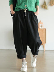 Casual Solid Drawstring Harem Pants