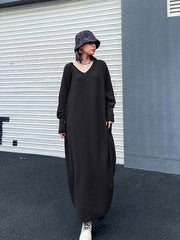 Women V-Neck Long Sleeve Knit Dress