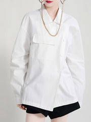Casual Lapel Collar Irregular Design Long Sleeve Shirt