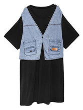 False Two Split-Joint Denim Dress