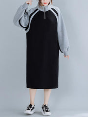 Stitching Thickening Stand Collar Sweatshirt Dress