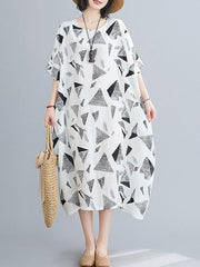 Loose Triangle Printed Midi Dress