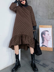 Women Turtleneck Solid Color Pullover Dress