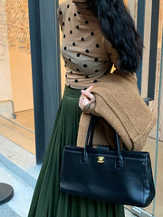 Casual Polka-Dot High-Neck T-Shirt