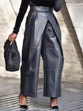 High Waisted Asymmetric Solid Color Pants Trousers