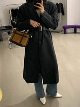 Urban Solid Color Lapel Collar Midi Outwear