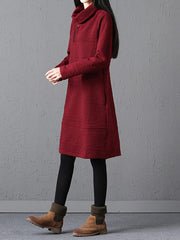 Women Slim High Neck Slim Dress