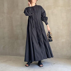Loose Spliced Pleated Maxi Dress
