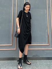 Loose Cropped Ruffled Thin Midi Dress