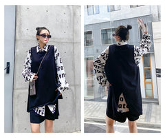 Women Retro Knitted Vest And Shorts Two-Piece Suit