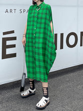 Street Style Plaid Bat Sleeves Casual Loose Maxi Dress
