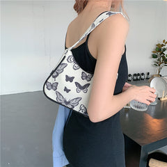 Women Graffiti Butterfly Print Underarm Bag