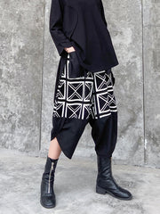 Irregular Design Casual Printed High-Waist Pants