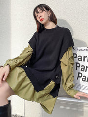 Irregular Splicing Fake Two Pieces Sweater