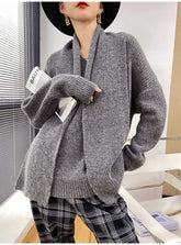 Women V-Neck Loose Pullover Casual Sweater