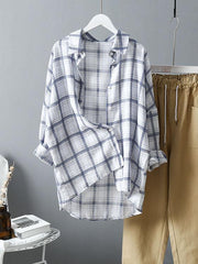 Casual Comfortable Simple Plaid Shirt Blouses