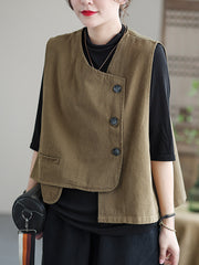 Retro Sleeveless Loose Solid Color Vest