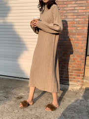 Simple Solid Color A-Line Midi Dress