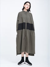 Cotton And Linen Stitching Contrast Dress