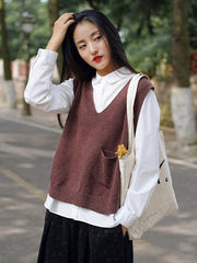 Women Loose Sleeveless V-Neck Vest