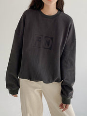 Women Loose Round Neck Letter Sweatshirt