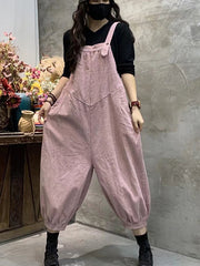 Corduroy Solid Color Casual Jumpsuit