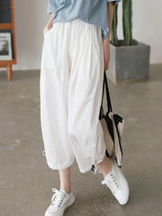 High Waist Solid Color Loose Slimming Casual Pants