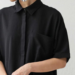 Women Solid Color Lapel Casual Jumpsuit