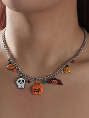 Halloween Pumpkin Bat Necklace