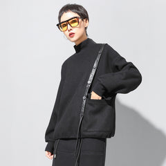 Dark Street Stand Collar Sweatshirt Stitching T-Shirt