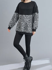 Women Stitching Loose Plus Fleece Sweatshirt