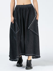 Women Irregular Solid Color Casual Skirt