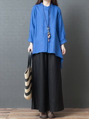 Solid Color Round Neck Loose Comfortable Casual Shirt