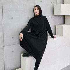 Irregular Stitching Solid Color Casual Loose Midi Dress