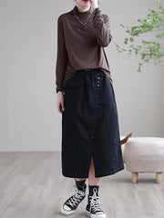 Solid Color Split Loose A-Line Skirt