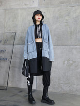 Women Solid Color Loose Denim Jacket